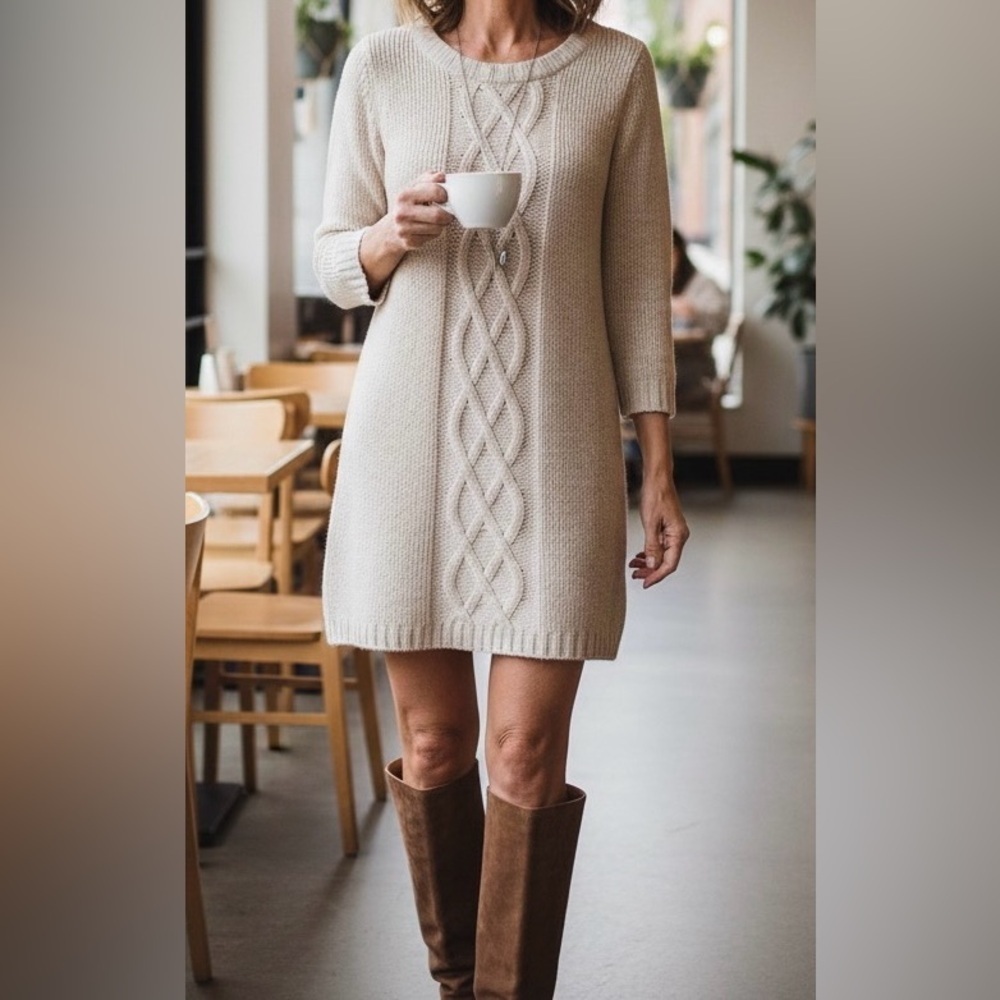 Forever 21 3/4 Sleeve Mini Sweater Dress - Picture 1 of 5